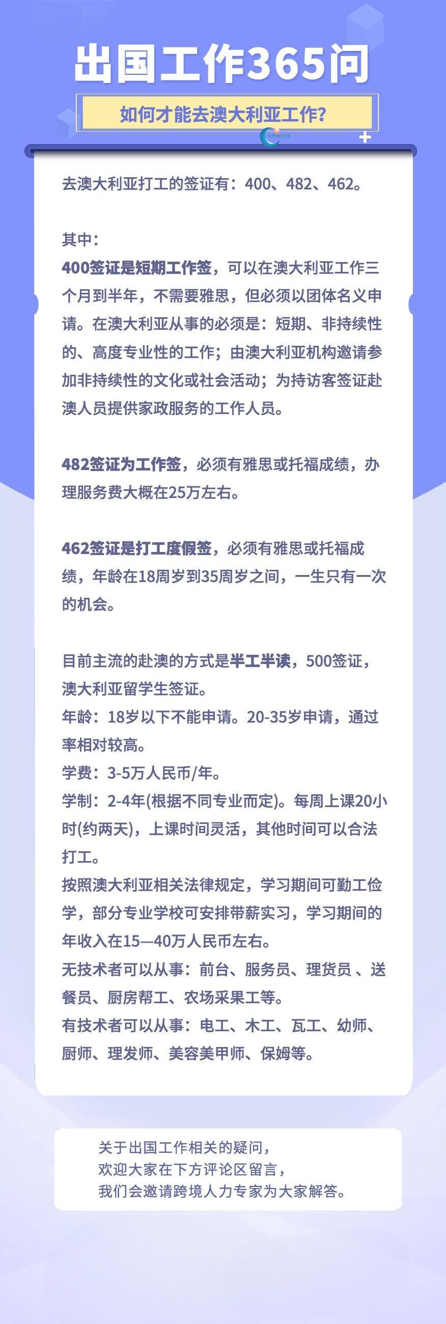 如何才能够去澳大利亚工作